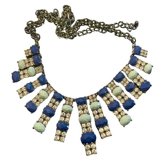 Blue Crystal Park Lane Utopia Bib Blue Crystal & Hematite Chain Necklace - Picture 3 of 7